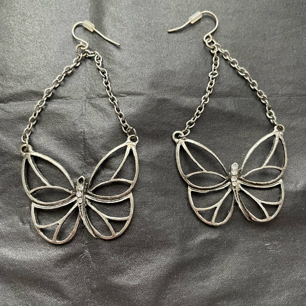 Elegant Silver Butterfly Earrings